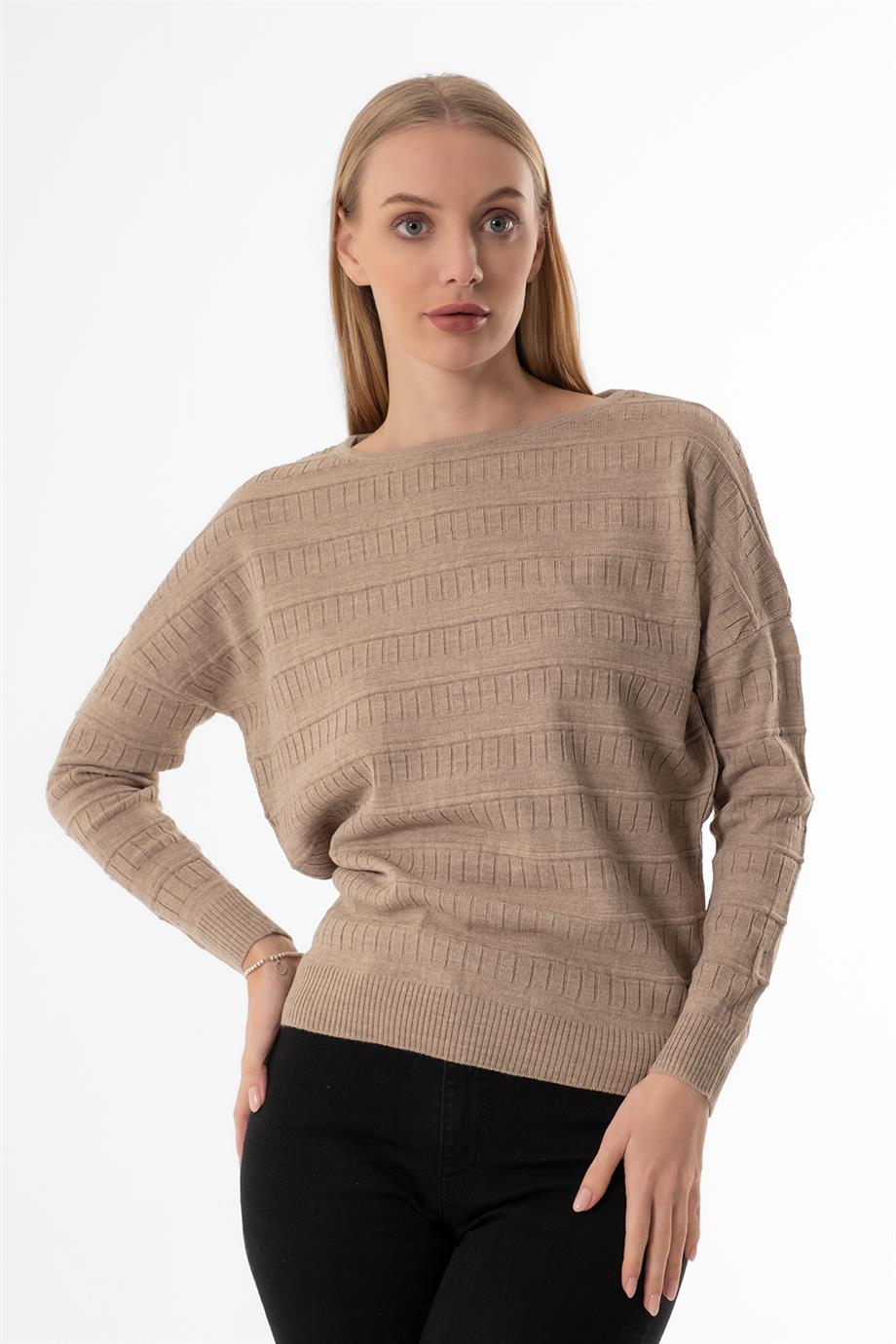 KAYIK YAKA OVERSİZE VİZON MENAJ BAYAN KAZAK