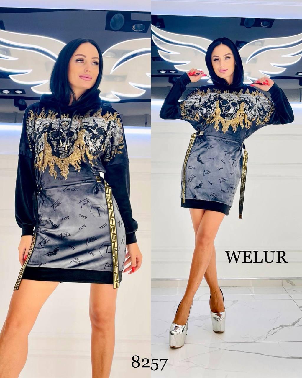 Kurukafa Kadife Crystal Taşlı Mini Elbise - ANTRASİT