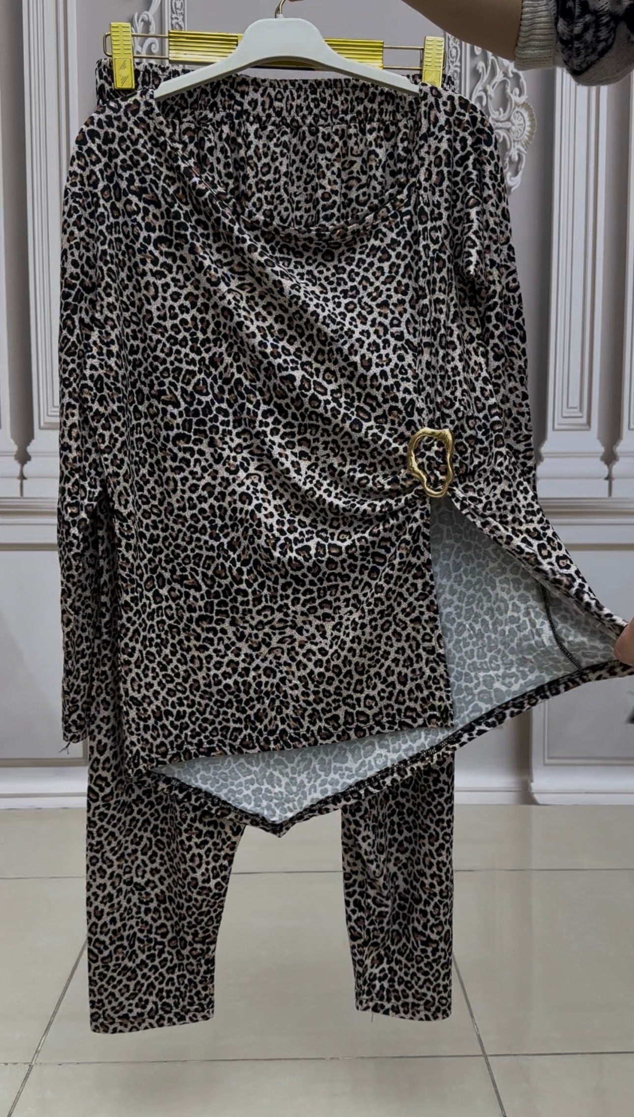 Leopar Şalvarlı Takım - KAHVE