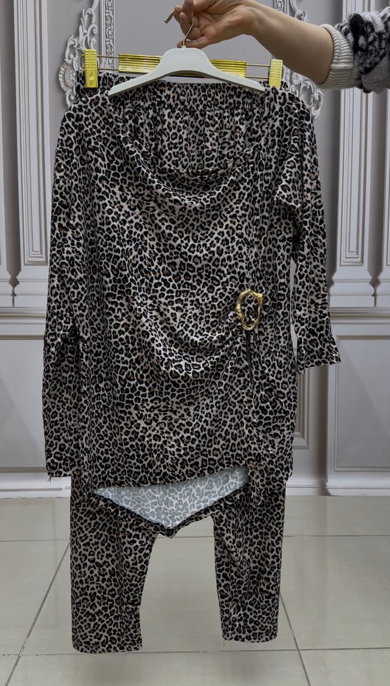 Leopar Şalvarlı Takım - KAHVE