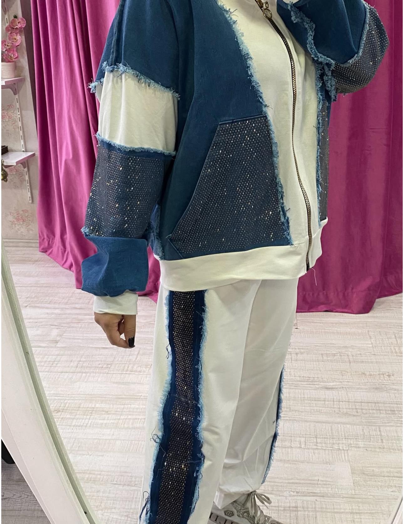 Kotlu Crystal Taşlı İkili Takım - BEYAZ