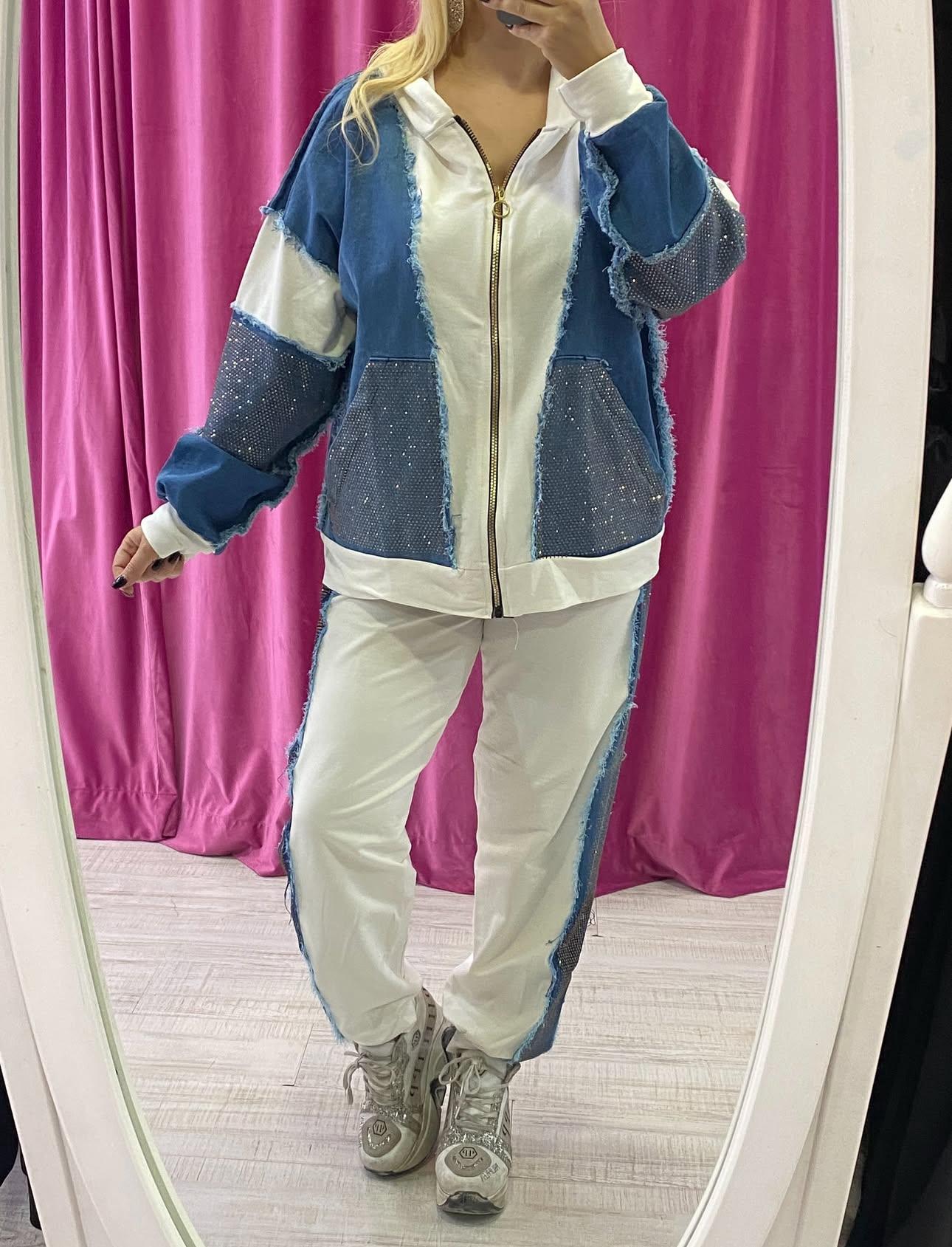 Kotlu Crystal Taşlı İkili Takım - BEYAZ