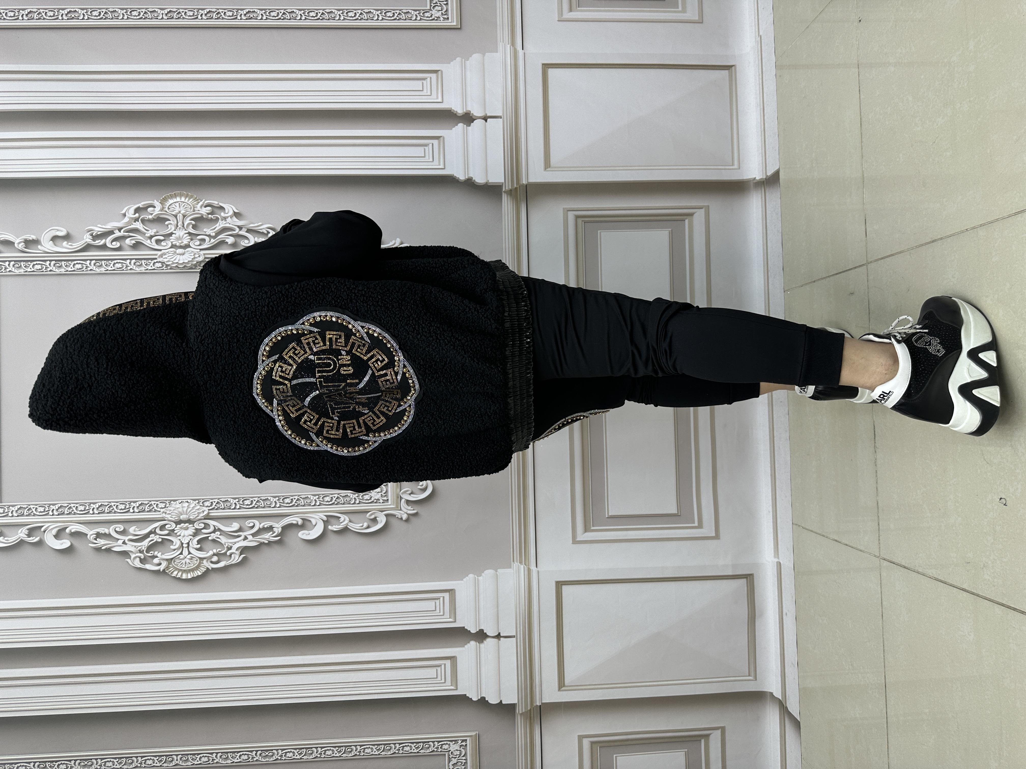 Tatu Yelekli Crystal Taşlı Üçlü Takım - SİYAH GOLD