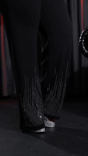 Akmalı Crystal Taşlı İkili Takım - SİYAH