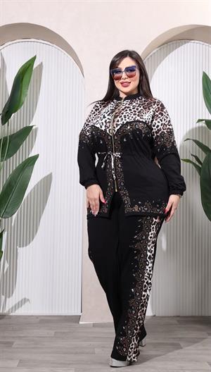 Bel Bağlamalı Crystal Taşlı İkili Takım - SİYAH