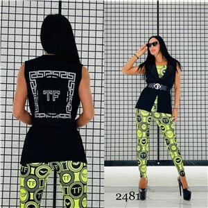 Crop Yelek Kemer Üçlü Takım - YEŞİL
