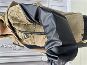 Derili Full Crystal Taşlı Trenç - BEJ