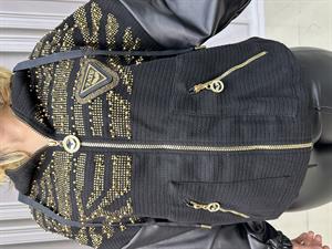 Derili Full Crystal Taşlı Trenç - SİYAH GOLD