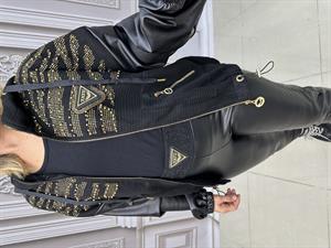 Derili Full Crystal Taşlı Trenç - SİYAH GOLD