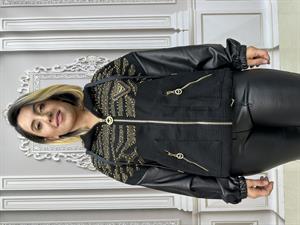 Derili Full Crystal Taşlı Trenç - SİYAH GOLD