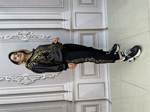 Elmas Detaylı Crystal Taşlı Eşofman Takımı - SİYAH GOLD