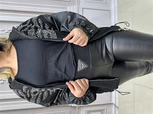 Full Crystal Taşlı Tayt - SİYAH GÜMÜŞ