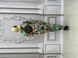 Full Desenli Crystal Taşlı Ceketli Takım - SİYAH