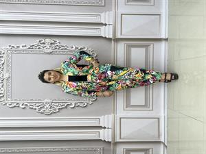 Full Desenli Crystal Taşlı Ceketli Takım - SİYAH