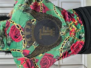 Güllü Kürklü Crystal Taşlı Kadife Eşofman Takımı - YEŞİL