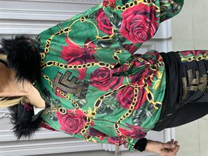 Güllü Kürklü Crystal Taşlı Kadife Eşofman Takımı - YEŞİL