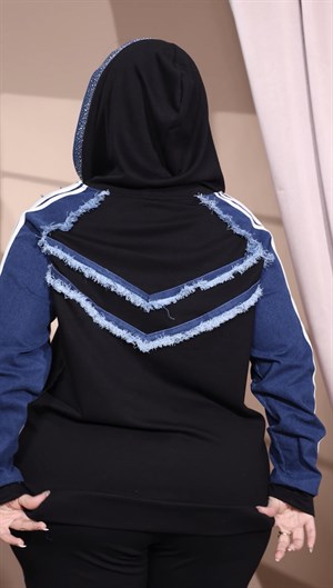 İncili Kotlu Crystal Taşlı Takım - SİYAH