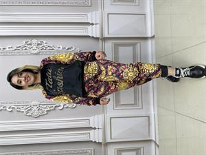 Kadife Omuz Taş Detaylı Crystal Taşlı İkili Takım - FUŞYA