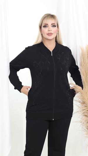 Karo Crystal Taşlı İkili Takım - SİYAH