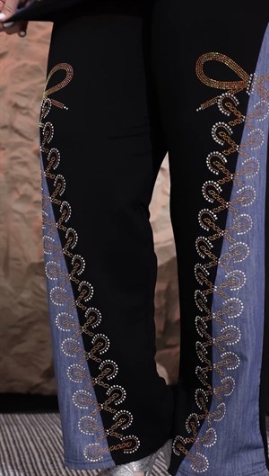 Kotlu Eğri Dizayn Crystal Taşlı Takım - SİYAH