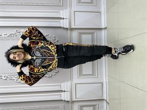 Leopar Desen Kürklü Crystal Taşlı Kadife Eşofman Takımı - KAHVE