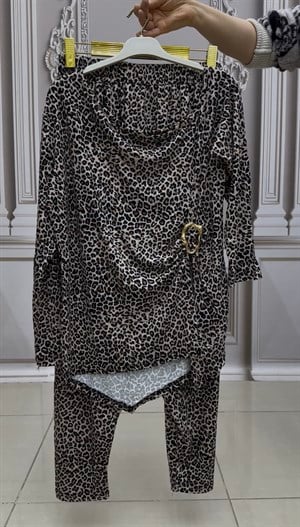 Leopar Şalvarlı Takım - KAHVE