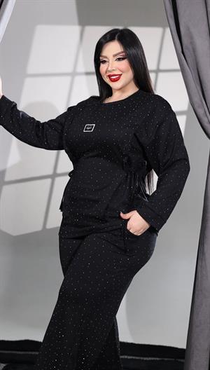 Modal Full Crystal Taşlı İkili Takım - SİYAH