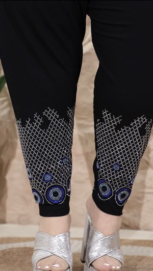 Nazar Boncuklu Crystal Taşlı Şalvarlı Takım - SİYAH