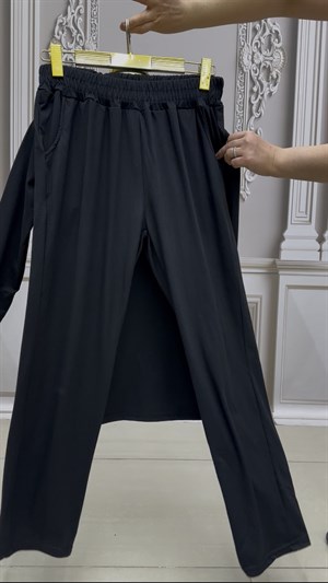 Nazar Boncuklu Penye Crystal Taşlı Takım - SİYAH