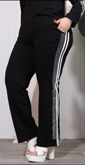 Şeritli Crystal Taşlı İkili Takım - SİYAH