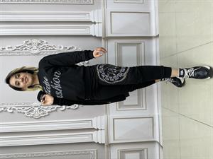 Tatu Yelekli Crystal Taşlı Üçlü Takım - SİYAH GÜMÜŞ