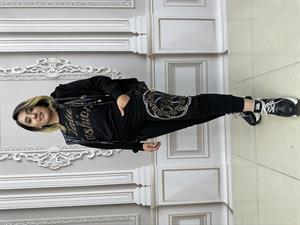 Tatu Yelekli Crystal Taşlı Üçlü Takım - SİYAH GOLD