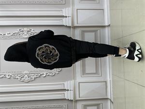 Tatu Yelekli Crystal Taşlı Üçlü Takım - SİYAH GOLD