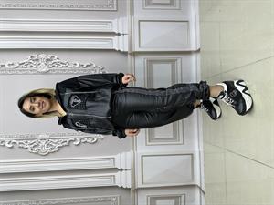 Tf Deri Crystal Taşlı Eşofman Takımı - SİYAH GÜMÜŞ