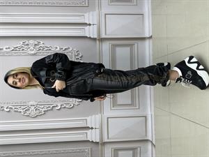 Tf Deri Crystal Taşlı Eşofman Takımı - SİYAH GOLD