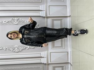 Tf Deri Crystal Taşlı Eşofman Takımı - SİYAH GOLD