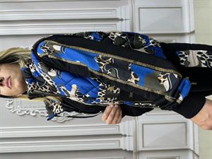 Yelek Zincir Detay Şişme Yelekli Crystal Taşlı Üçlü Takım - MAVİ