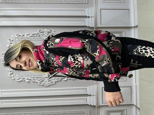 Yelek Zincir Detay Şişme Yelekli Crystal Taşlı Üçlü Takım - FUŞYA