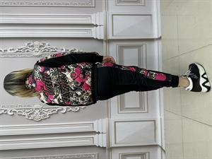 Yelek Zincir Detay Şişme Yelekli Crystal Taşlı Üçlü Takım - FUŞYA