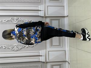 Yelek Zincir Detay Şişme Yelekli Crystal Taşlı Üçlü Takım - MAVİ