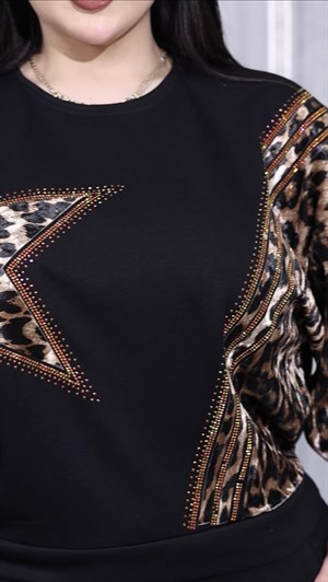 Yıldızlı Crystal Taşlı Takım - SİYAH