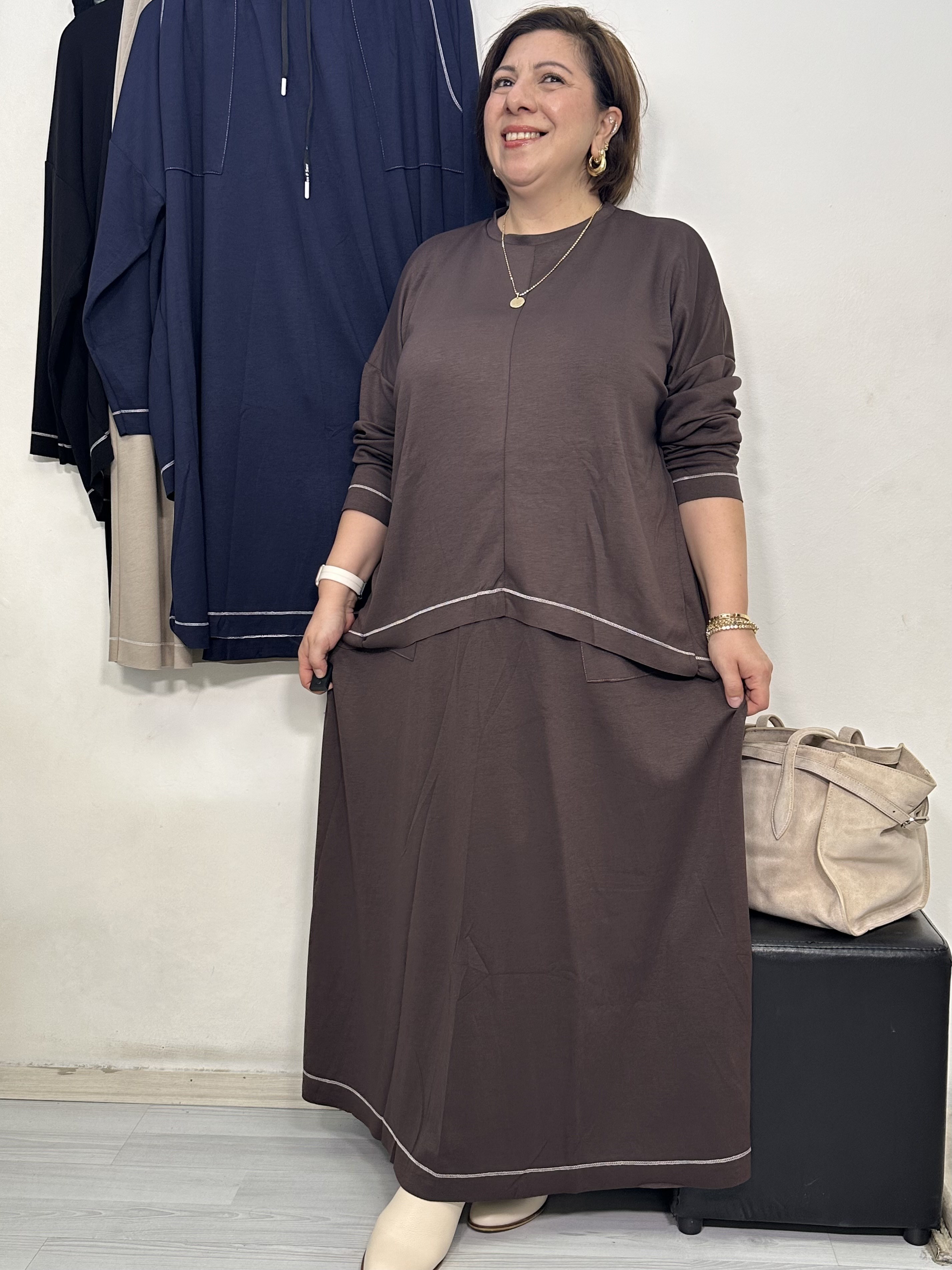 Elegance Oysho Etekli Takım Kahverengi