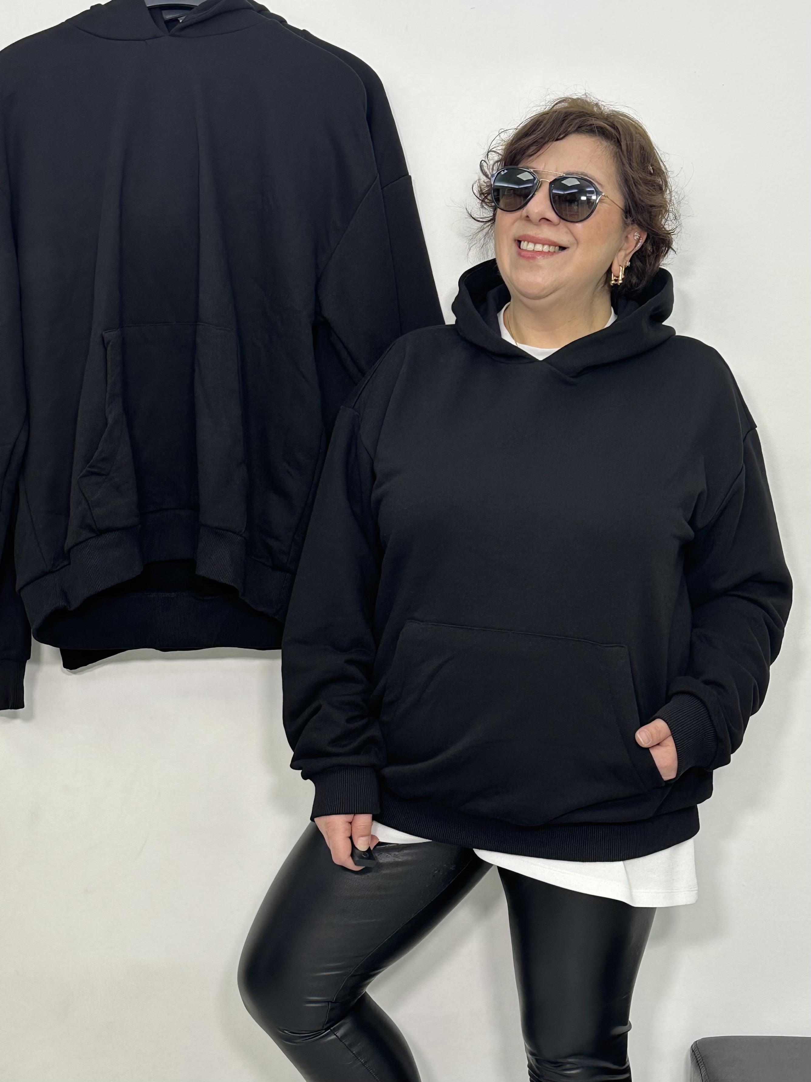 Moon Kapüşonlu Hoodie Sweat Siyah