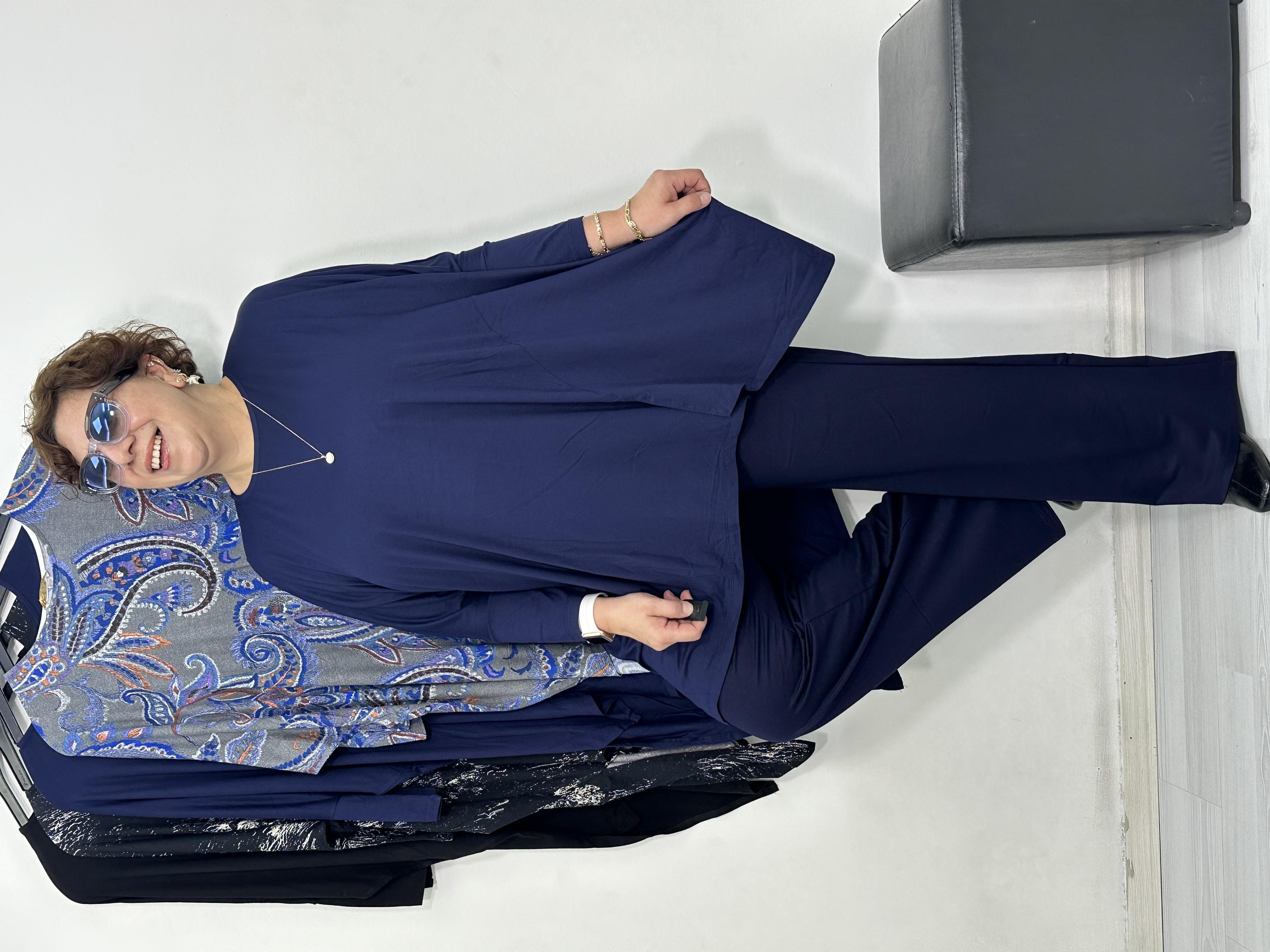Rita Asimetrik Bluz Lacivert