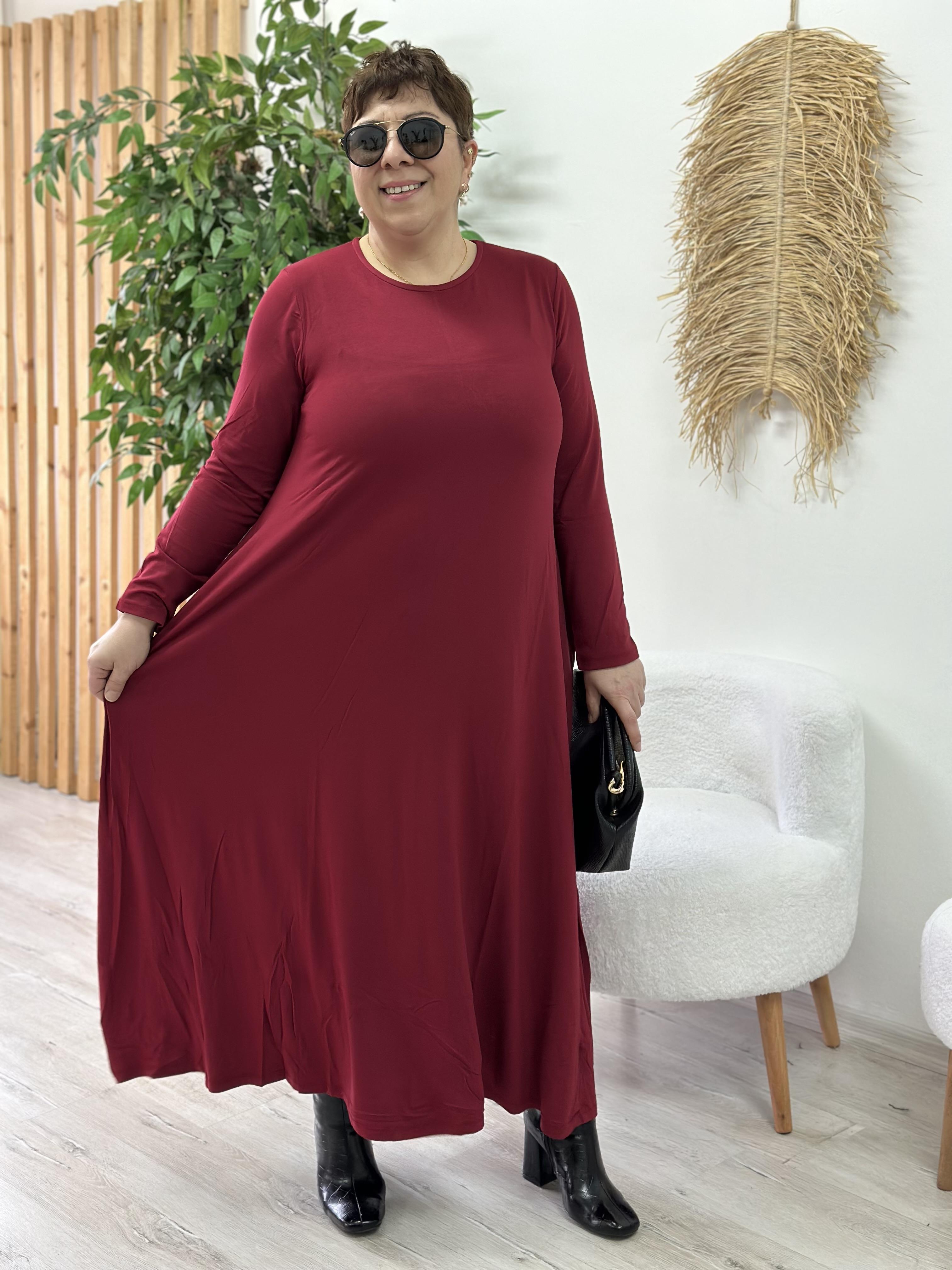 Almira A Kesim Elbise Bordo