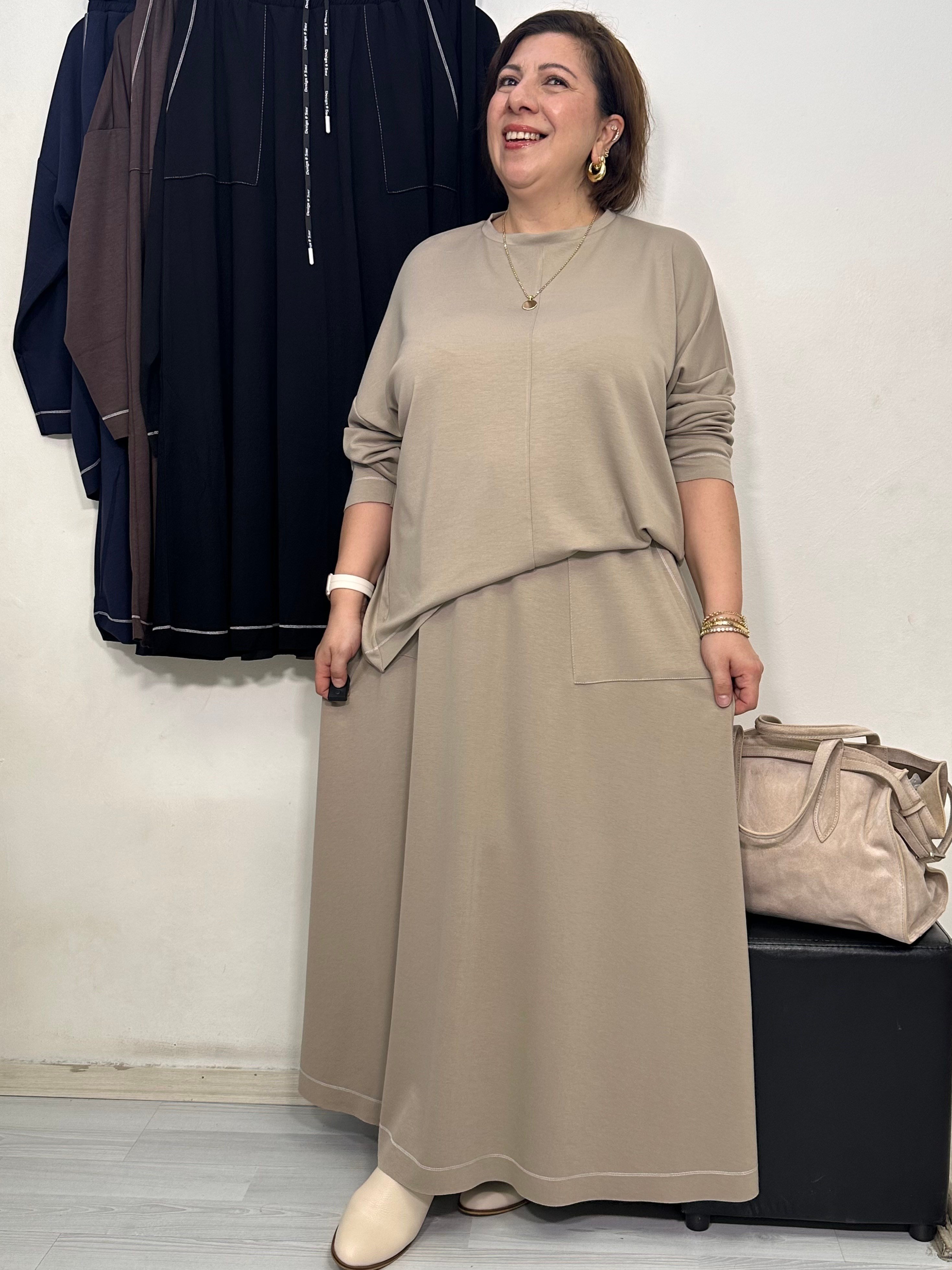 Elegance Oysho Etekli Takım Bej