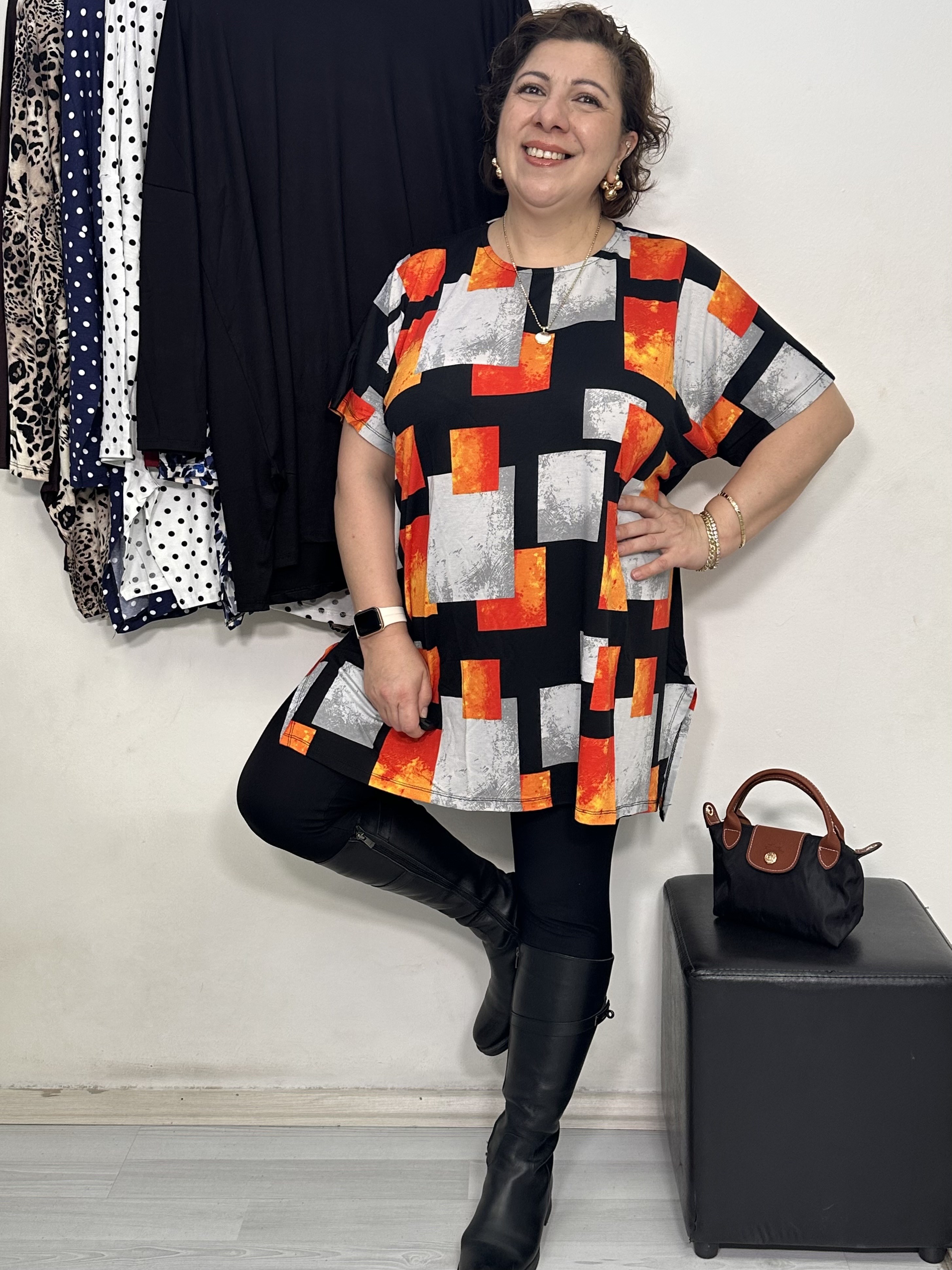 Mira Tshirt Turuncu Geo Desen