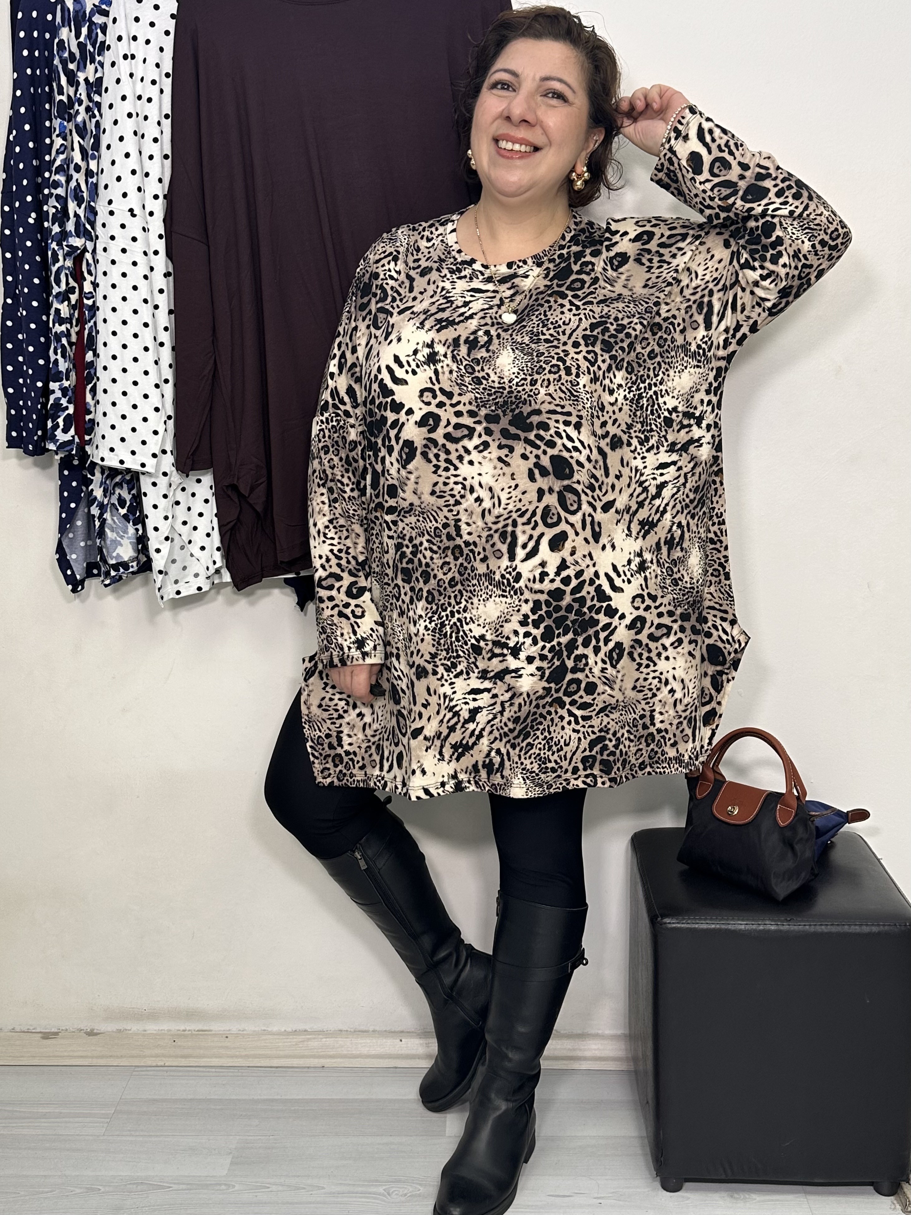Mira Uzun Kol Tshirt Leopar Desen