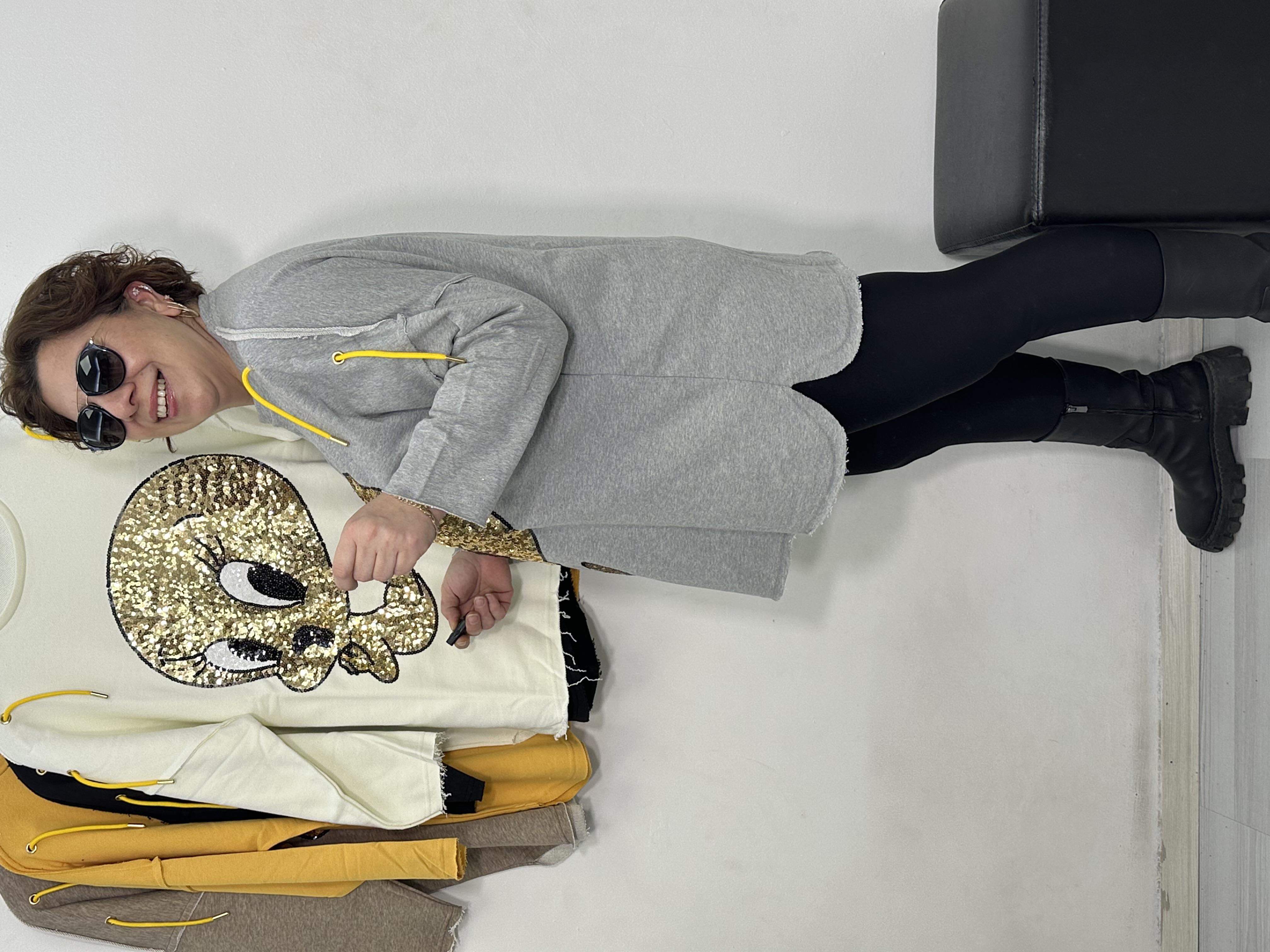 Tweety Payetli Sweat Gri