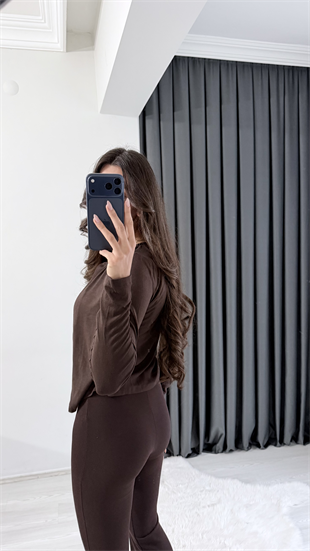 Anna Kahve Kendinden Atletli Bluz